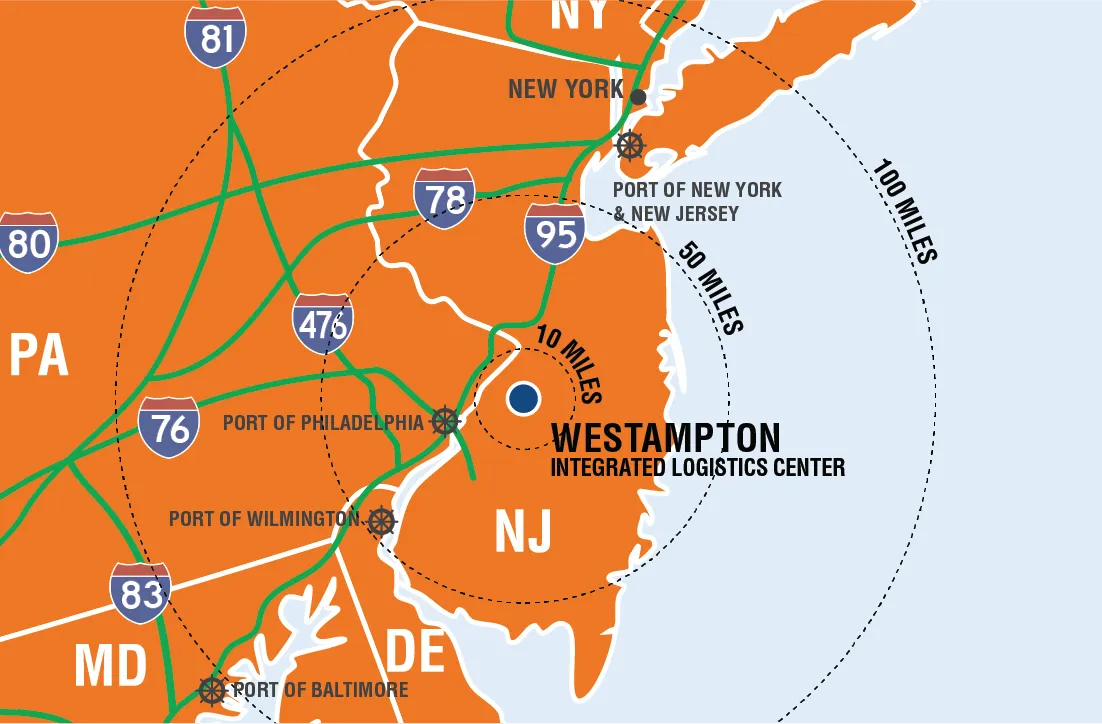 Westampton Warehouse Radius Map