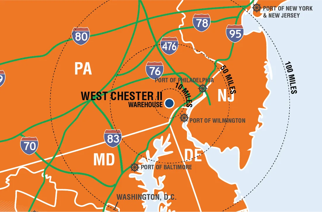 West Chester II Warehouse Radius Map